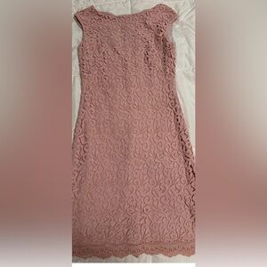 Lauren Ralph Lauren Pink Lace Midi Bodycon Prom, Wedding Guest Dress